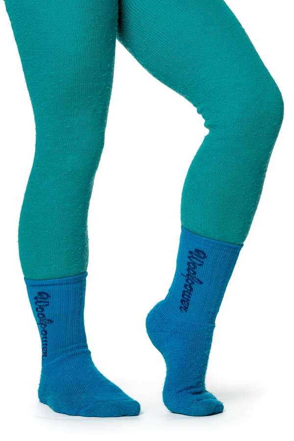 Woolpower Kids Socks Classic LOGO 400 dolphine blue